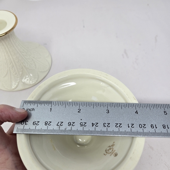 Lenox Monticello Candle Stick Holder Feather Leaf Design Gold Rim Classic Look - Picture 10 of 10